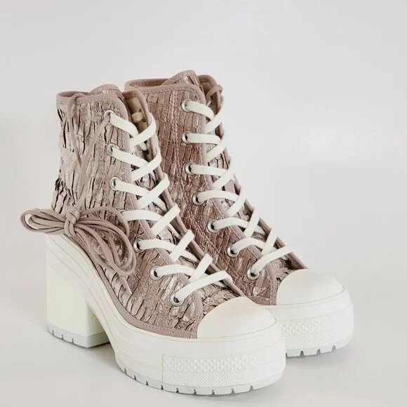 Converse Women's Pink and White Platform Sneakers - Picture 2 of 9